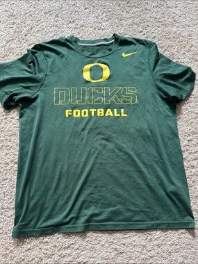 Nike Green Oregon Ducks Football Tee with Yellow Logo